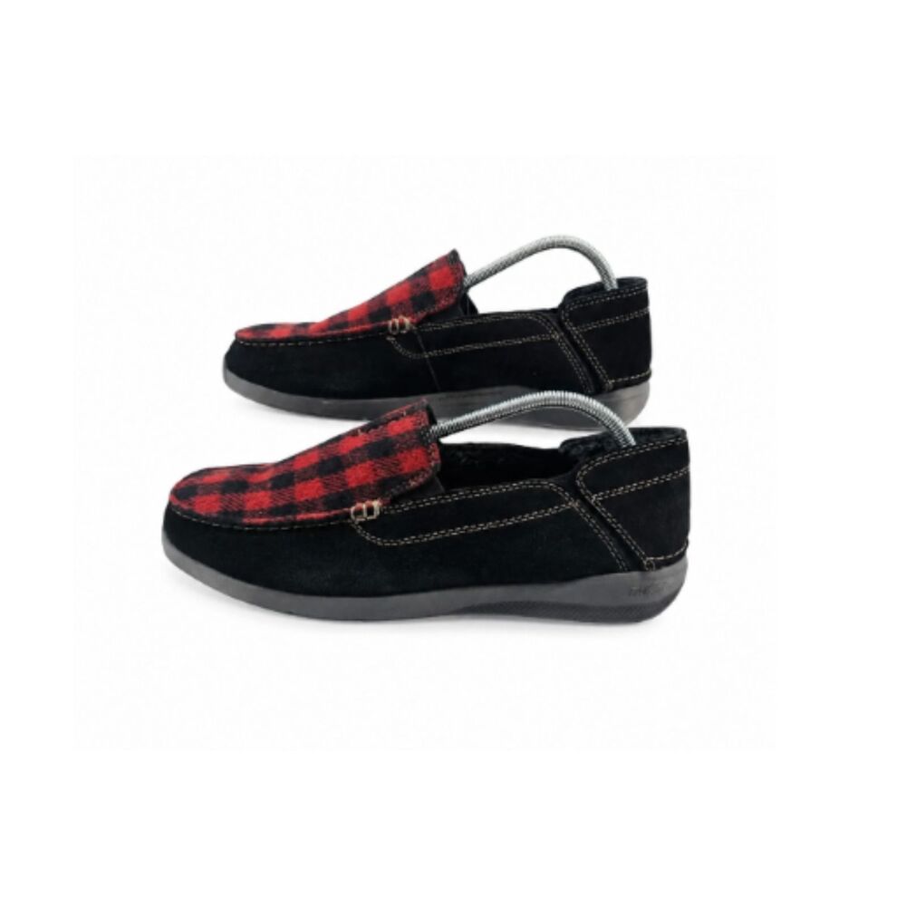 Clarks Mens 9.5 Gorwin Step Sneakers in Black Suede Buffalo Plaid NWOT